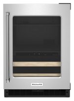 24″ Beverage Center with Glass Door and Wood-Front Racks