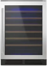 24″ Under Counter Wine Center, 51-Bottle Capacity, Single Zone, LED Lighting.