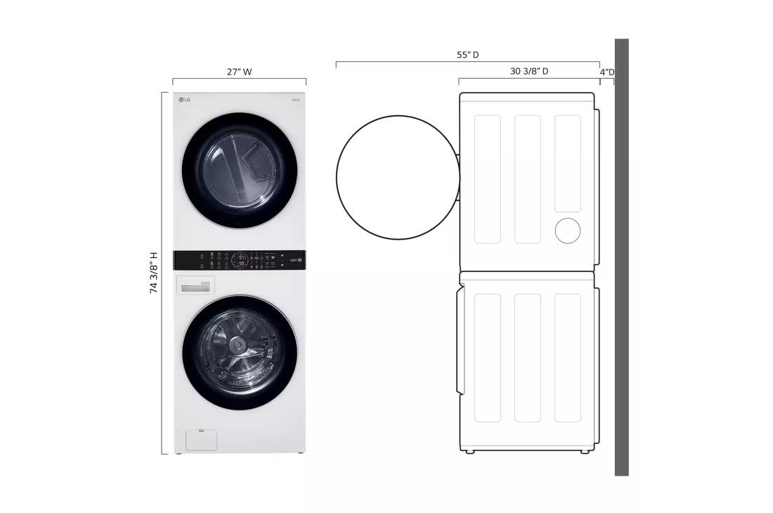Single Unit Front Load LG WashTower with Center Control 4.5 cu. ft. Washer and 7.4 cu. ft. Electric Dryer - Image 2