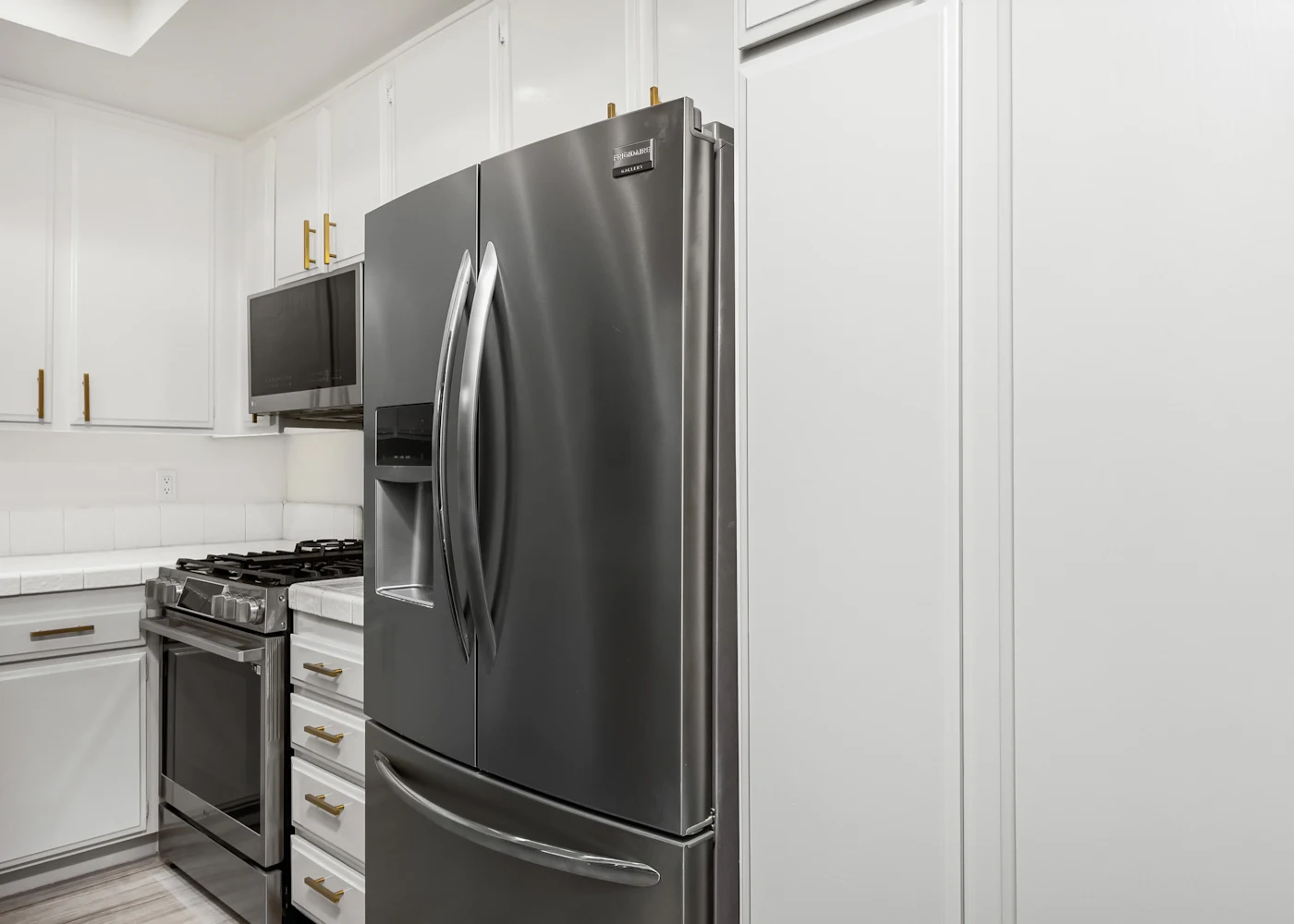 Stainless steel refrigerator and range